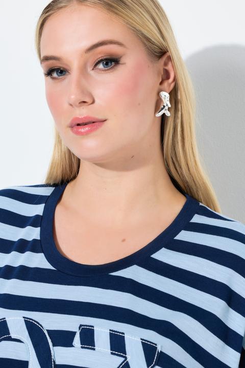 Actual product image Ulla Popken Patchwork Striped Graphic Tee (62)