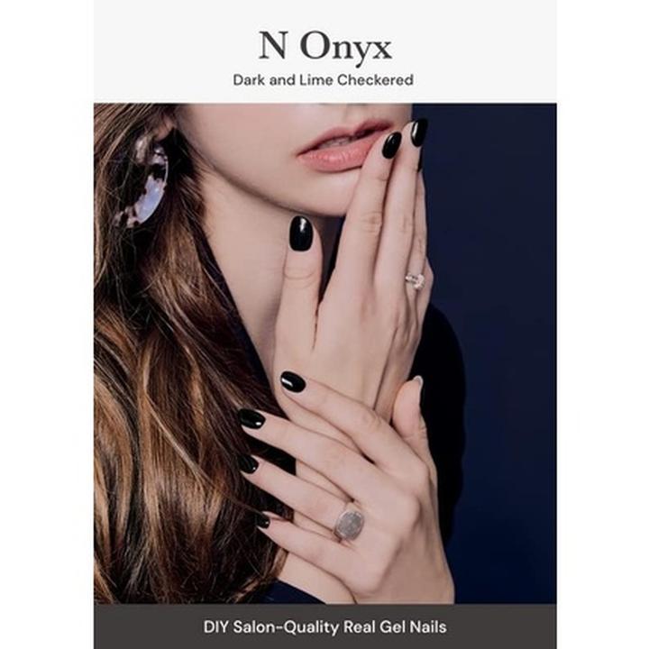 Actual product image Ohora Semi Cured Gel Nail Strips N Onyx - Salon-Quality Long Lasting Easy to Apply and Remove - Incl (Nail glue, N Onyx)