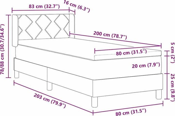 Produktbild vidaXL Boxspringbett (80 x 200 cm)