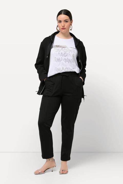 Image du produit Ulla Popken Pantalon cargo, poches, taille élastique et bas de jambe fendu (54)