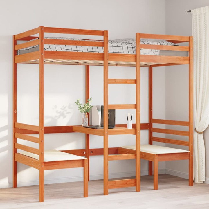 Image du produit VidaXL Lit superposé avec bureau & chaises (90 x 190 cm)