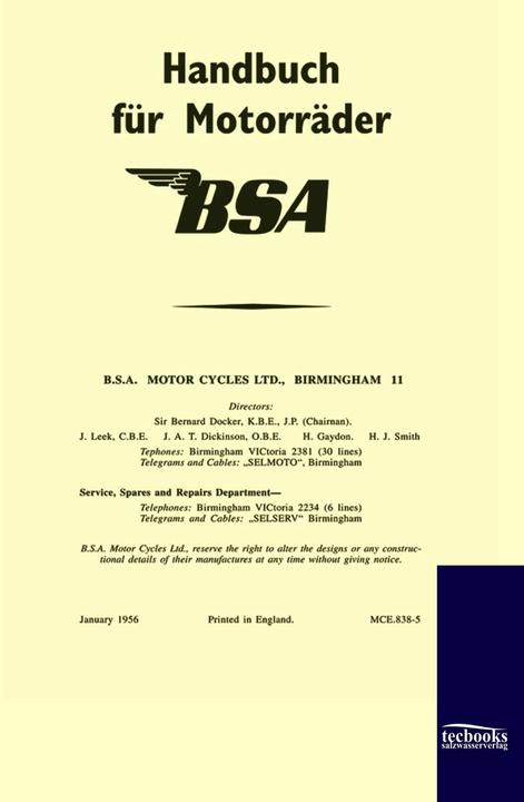 Produktbild Handbuch für BSA-Motorräder (1956) (Deutsch, 2009)