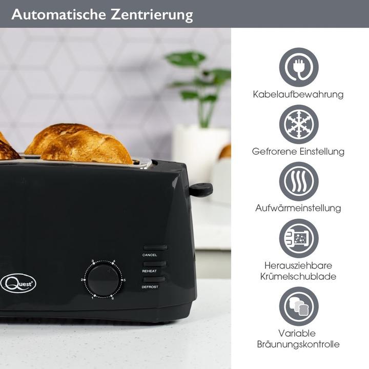Produktbild Quest 4-Scheiben Langschlitz-Toaster mit Auftaufunktion