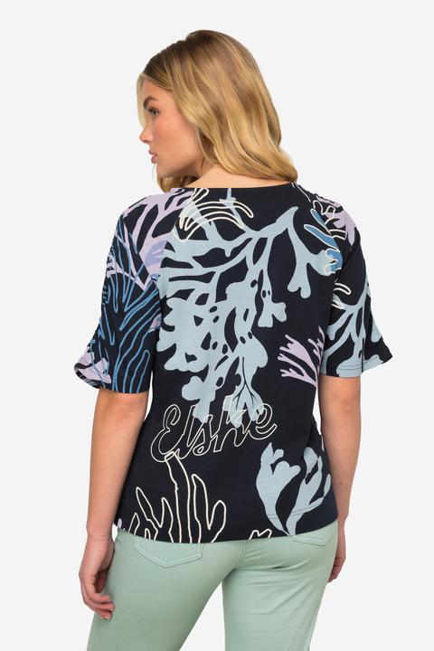 Immagine prodotto Laurasøn T-Shirt, Korallen-Print, Rundhals, Halbarm mit Raffung (M)