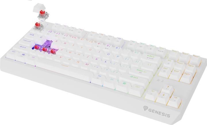 Produktbild Genesis herní klávesnice THOR 230/TKL/RGB/Outemu Red/Bezdrátová USB + Bluetooth/US layout/Bílá (US, Kabelgebunden, Kabellos)