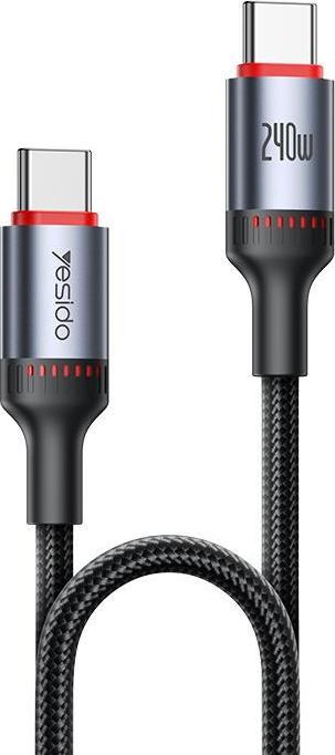 Actual product image Yesido Cable CA186 240W Type-C/Type-C 2m 5A, BLACK/BLACK (2 m, USB 2.0, 240 W)
