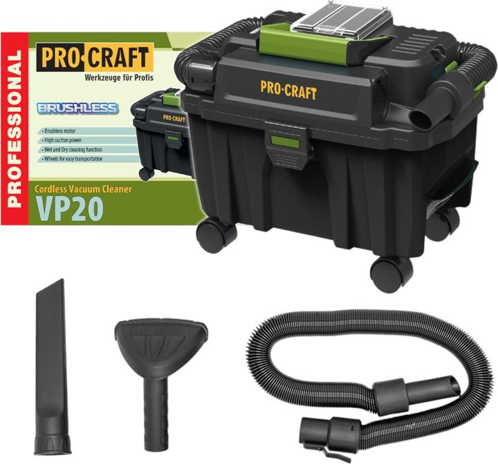Produktbild Procraft VP20 Akku Industriesauger 20 V 10 l Brushless Solo - ohne Akku, ohne Ladegerät (Nass-Trockensauger)
