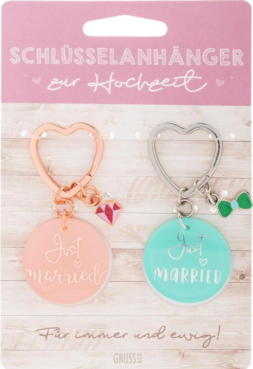Image du produit Sheepworld Porte-clés Just Married rose/bleu, 2 pièces