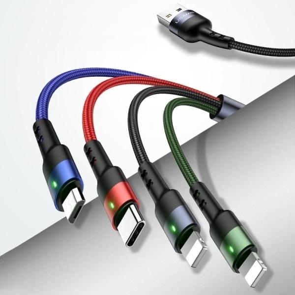 Thumbnail - Usams Cable USB-A - USB-C, microUSB, 2x Lightning 3 m Black (63757-uniw) (3 m, USB 3.0), USB Kabel