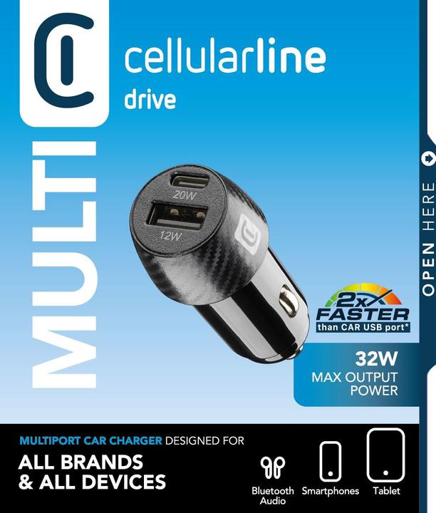 Produktbild Cellularline Car Multipower 2 FAST+ - iPhone, Samsung, Huawei and other Smartphones and Tablets