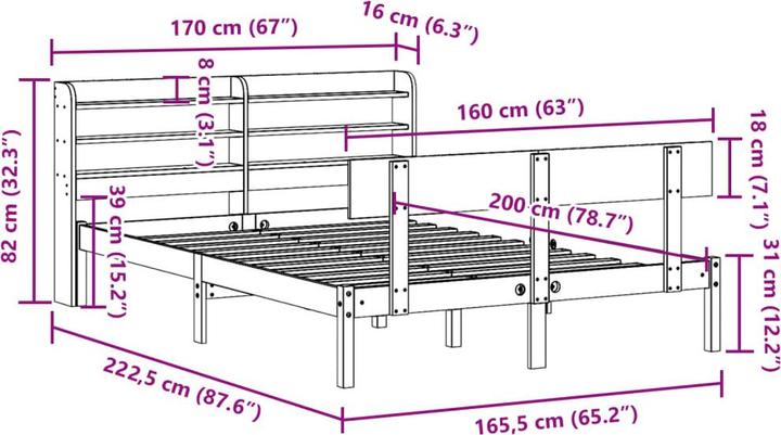 Produktbild vidaXL Bettrahmen (160 x 200 cm)
