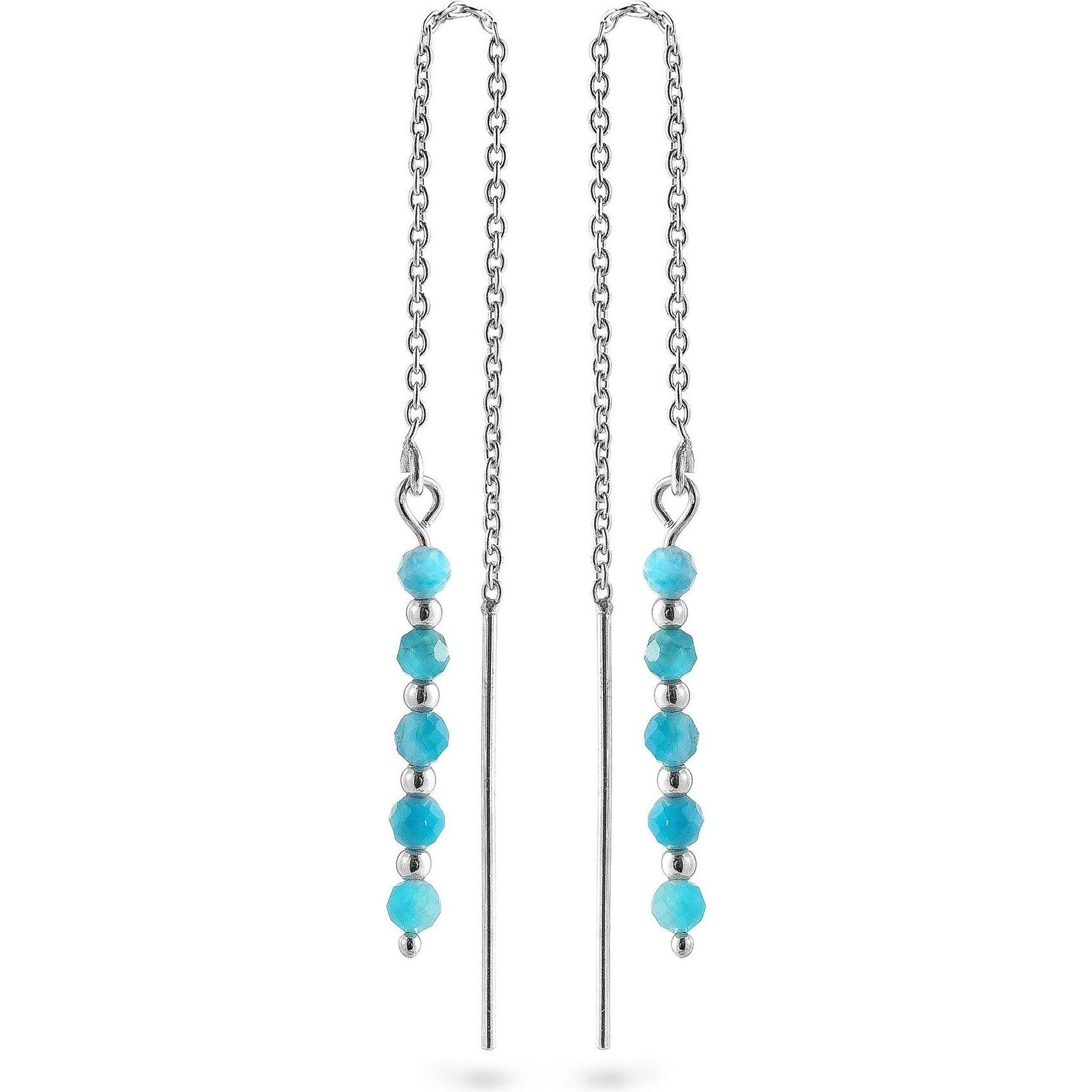 Again Jewelry, Orecchini, - Silver chain earrings with apatite AJKNS001, (Argento)