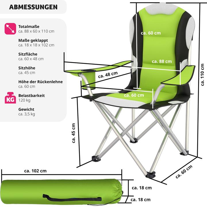 Produktbild tectake 2x Campingstuhl