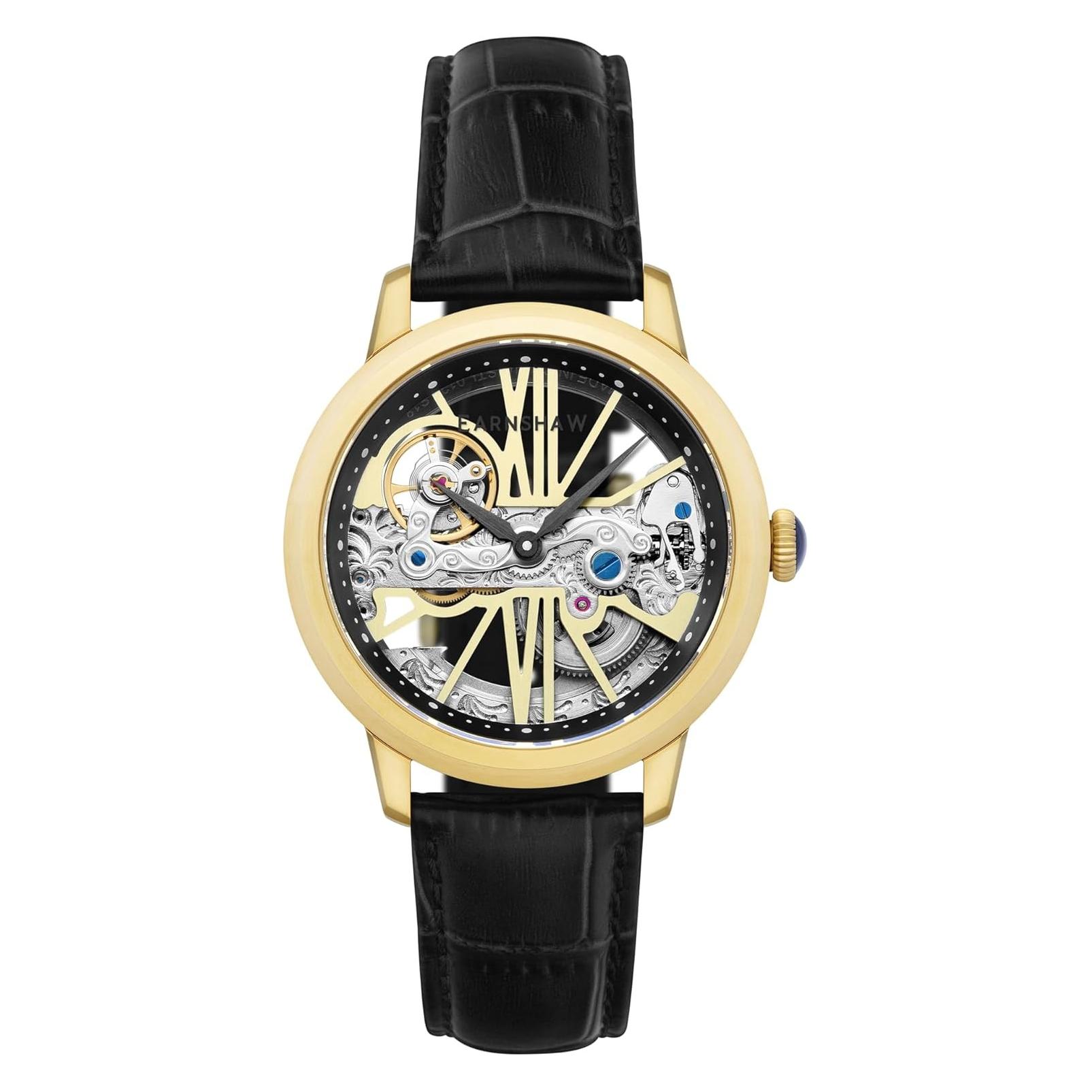 Thomas Earnshaw, Armbanduhr, Es-8287-03, Schwarz, (Skeleton-Uhr)