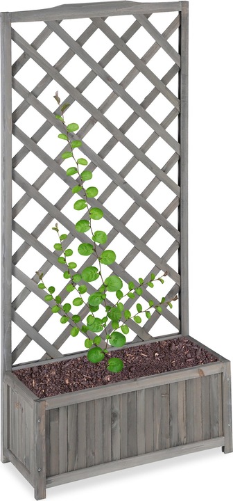 Relaxdays Grey Planter Box with Trellis (30 cm, 70 cm)