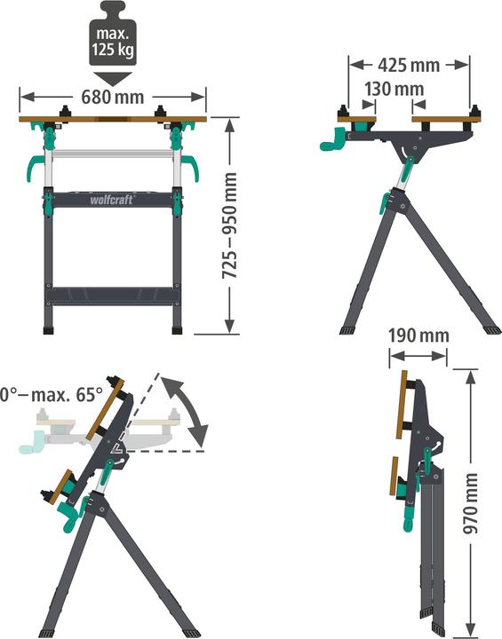 Actual product image wolfcraft 1 MASTER 750 ERGO clamping table (68 cm, 70 cm)