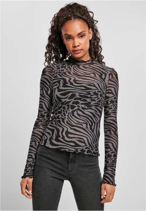 Actual product image Urban Classics Ladies AOP Mesh Turtleneck Longsleeve (5XL)