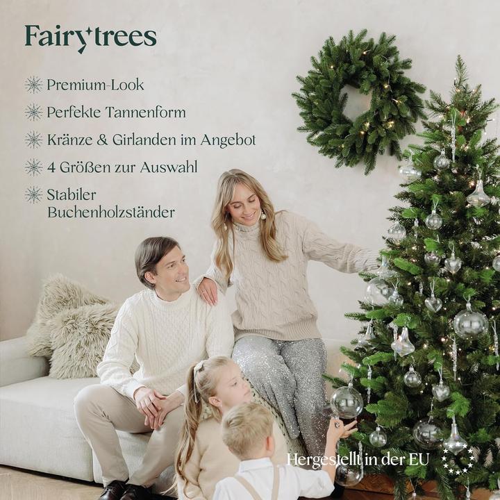 Image du produit FairyTrees Sapin de Noël artificiel Nordmann au design réaliste et à l’aspect naturel (220 cm)