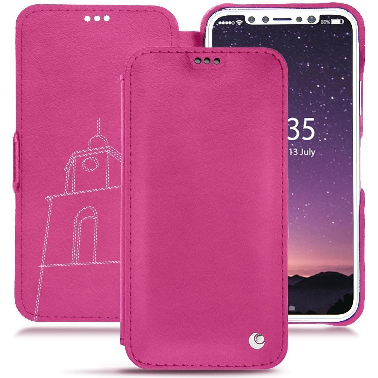 Noreve Lederschutzhülle horizontal (Apple iPhone XS), Smartphone Hülle, Rosa