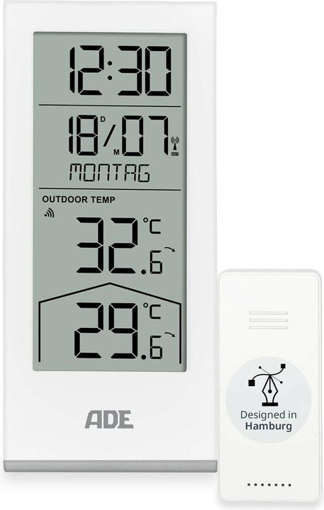 ADE Wetterstation mit Funk-Aussensensor Weiss, Funktionen