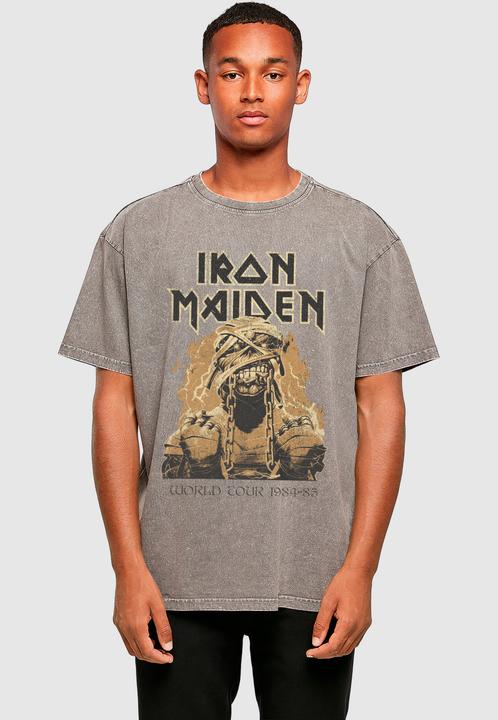 Produktbild Merchcode Powerslave - Mummy World Tour 1984-85 Acid Washed Oversize Tee - 190119 (M)