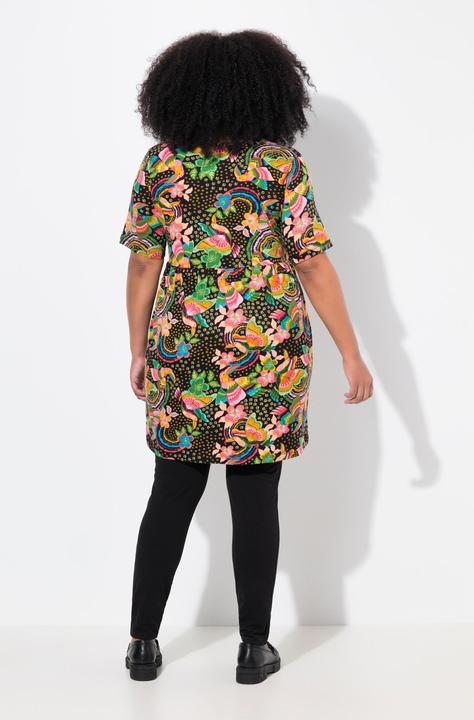 Actual product image Ulla Popken Rainbow Print Short Sleeve Knit Tunic (56)
