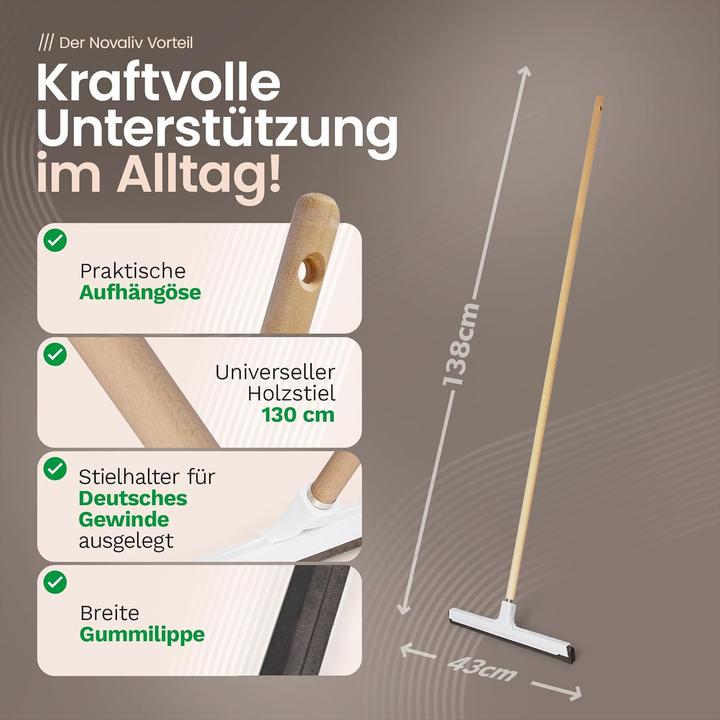 Image du produit Novaliv 5X Raclette à Eau Sol Douche Voiture avec Manche en Bois Plastique 43cm I Raclette Douche D