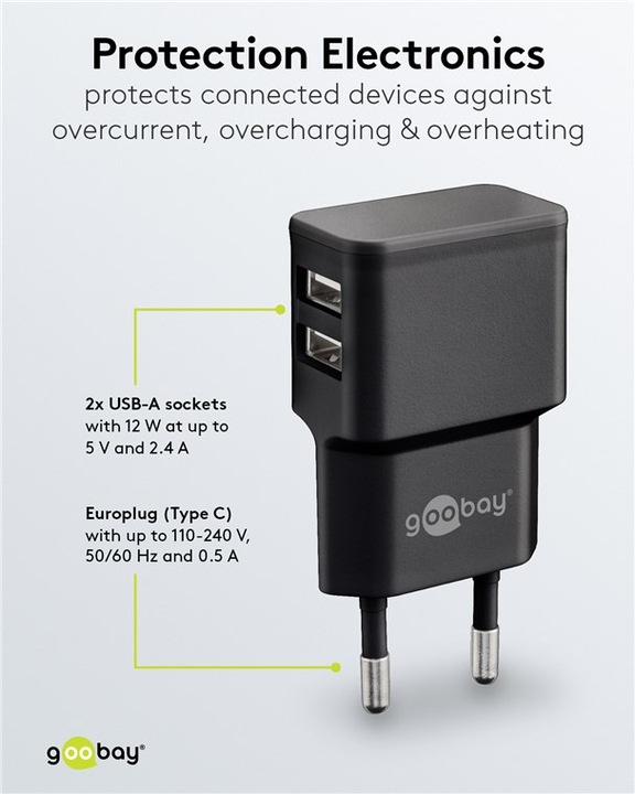 Produktbild Goobay USB-Ladegerät 2-fach (12 W)