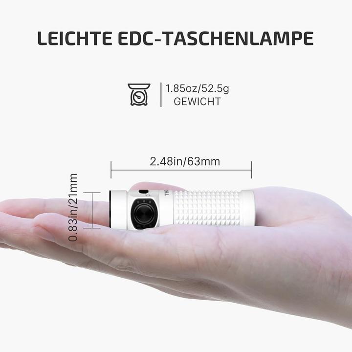 Produktbild Olight Aufladbare Taschenlampe mit 1300 Lumen, wasserdicht IPX8, Magnet und 6 Modi für Camping und Haushalt (1300 lm)
