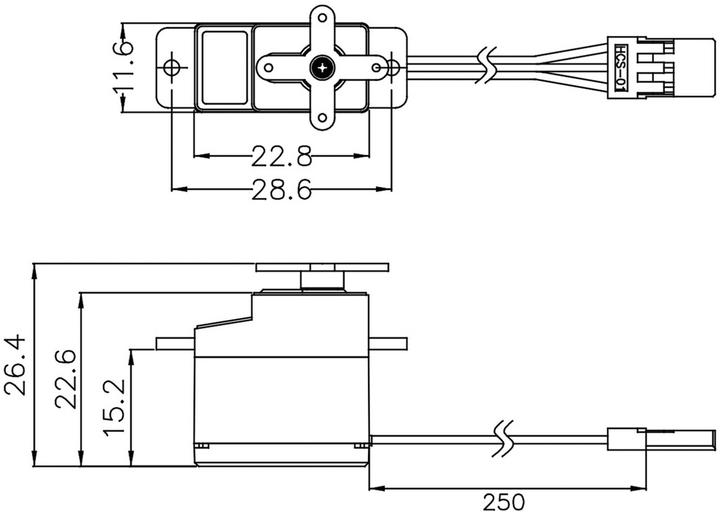 Actual product image Hitec hs-53 (6v/2kg/0.11s) analog super economy feather uni servo