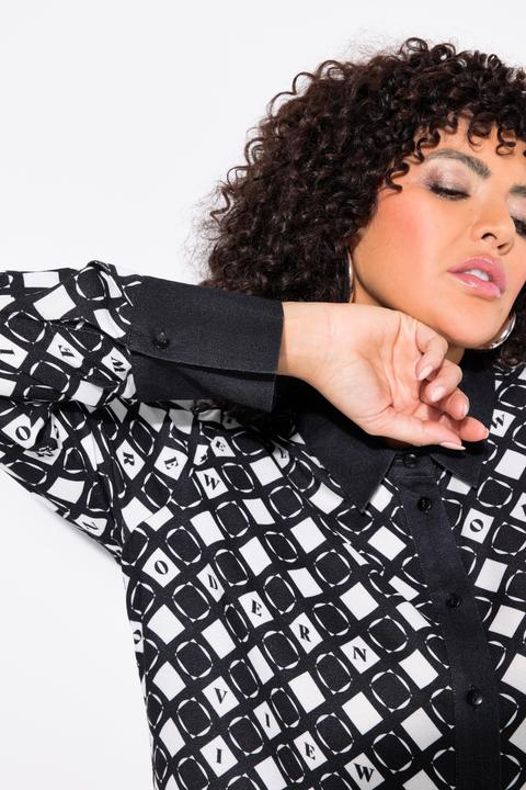 Produktbild Ulla Popken Hemdbluse, grafischer Druck, Hemdkragen, Langarm (42, 44)