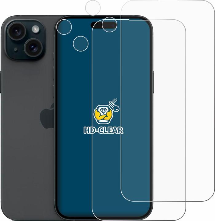 Actual product image BROTECT Screen Protector Clear (2 Piece, Apple iPhone 15 Plus)