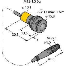 Turck, Rilevatore di movimento, Ricevitore sensore a sbarramento Opto Sensor SB12TAPRQ3 (1.50 m)