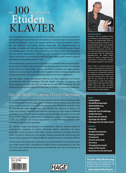 Actual product image Die 100 wichtigsten Etüden für Klavier + 2 CDs (English, German, Gerhard Kölbl, Helmut Hage, 2013)