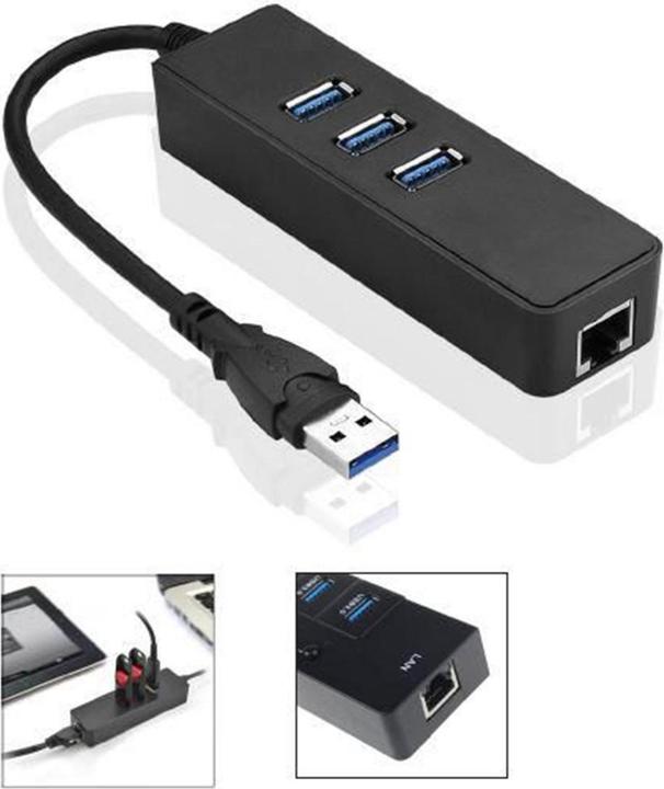 MicroConnect USB3.0 HUB w. Gigabit Ethernet (USB-A, 4 ports)