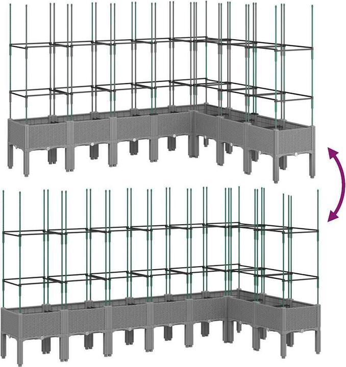 Image du produit vidaXL Bac à plantes avec treillis PP