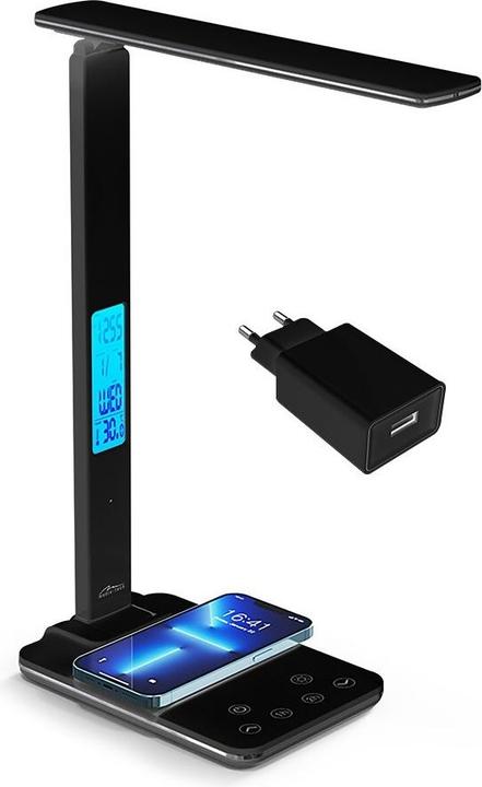 Media-Tech LEDITOU - Energiją taupanti LED stalinė lempa su QI belaidžiu įkrovikliu. Apšviestas (750 lm)