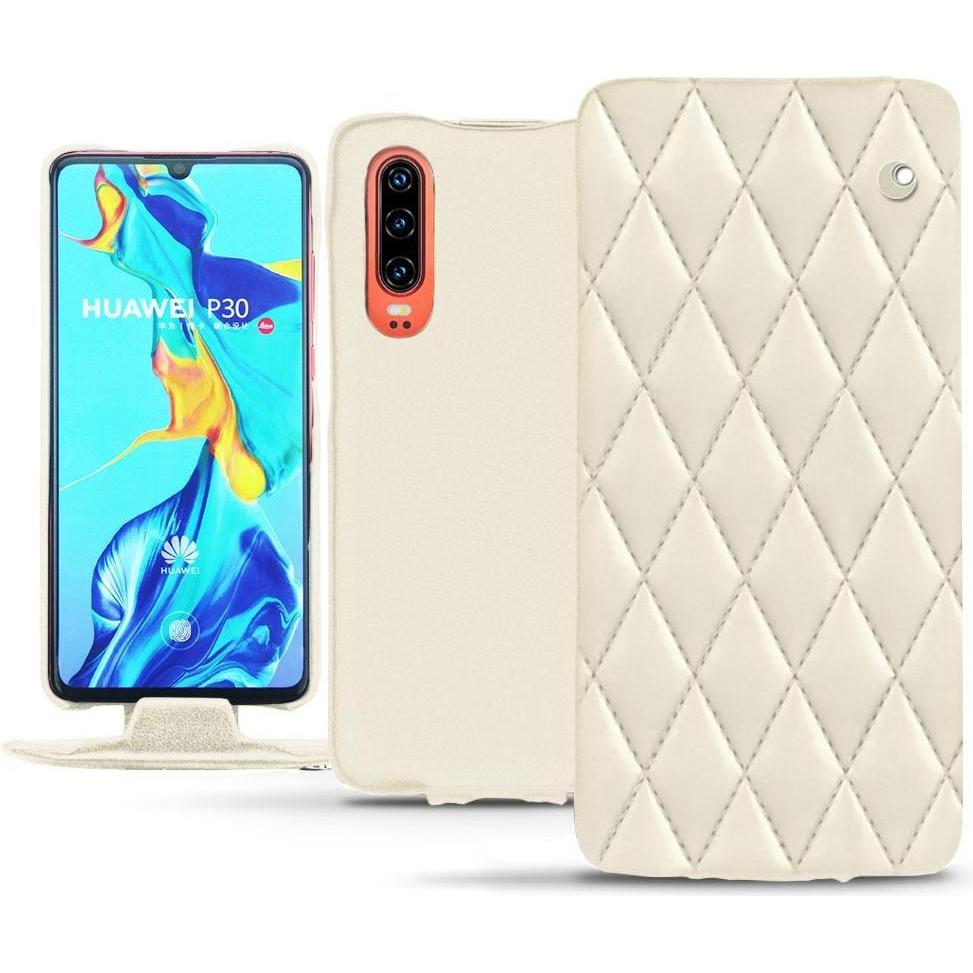Noreve Lederschutzhülle vertikal (Huawei P30), Smartphone Hülle, Weiss