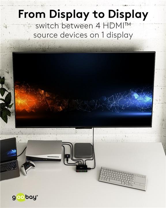 Actual product image Goobay HDMI Switch Box 4 to 1 4K @ 60 Hz