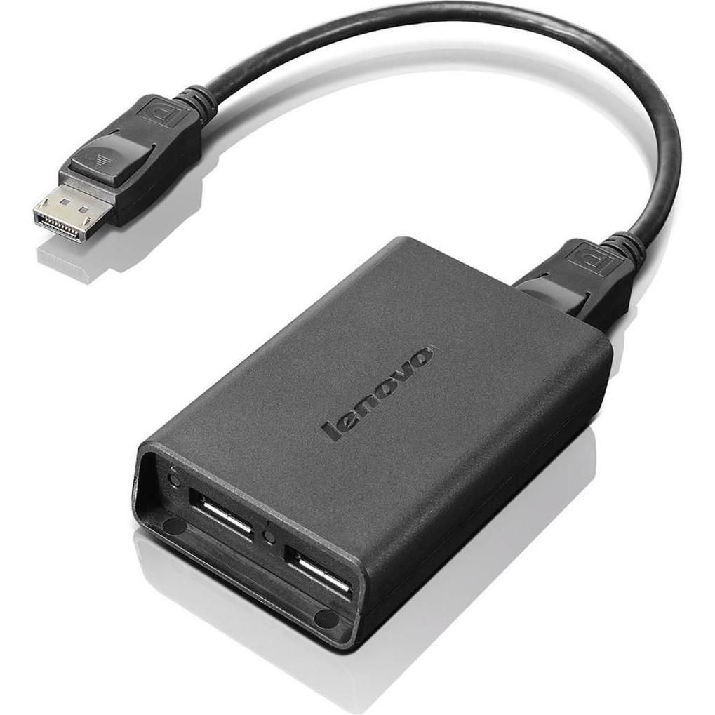 Lenovo DP to 2DP Hub, Dockingstation + USB Hub, Schwarz