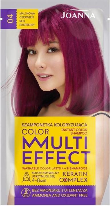 Joanna Multi Effect Keratin Complex Color Instant Color Shampoo 04 Raspberry Red 35G (Flüssiges Shampoo)