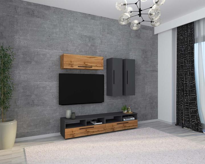 Produktbild VCM TV Lowboard Fernsehschrank Schrankwand Wohnzimmer Anbauwand Wohnwand Arila XL (190 x 40 x 200 cm)
