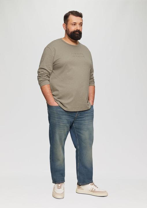 Actual product image S.Oliver T-Shirt Meliertes Longsleeve aus Jersey mit Logo-Print (3XL)