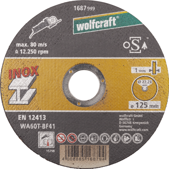 Actual product image wolfcraft 10 Cutting Discs for Stainless Steel, Extra Thin, Ø 125 mm