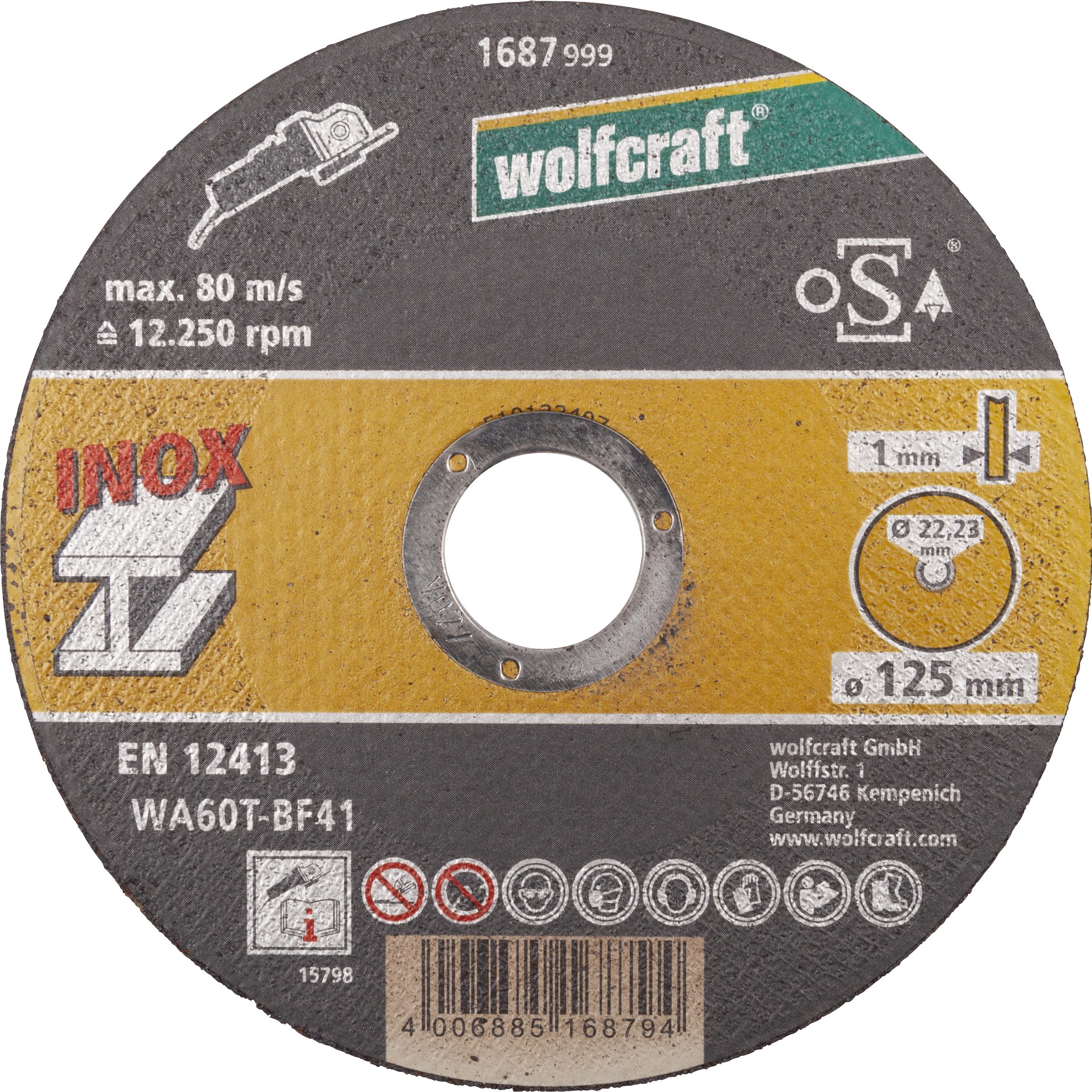Thumbnail - wolfcraft, Sägeblatt, 10 Trennscheiben für Edelstahl, extra dünn, Ø 125 mm