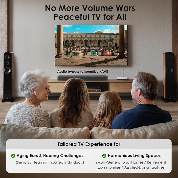 Image du produit Simolio Kabellose TV-Kopfhörer mit Ladestation & Mikrofon (ANC, Sans fil)