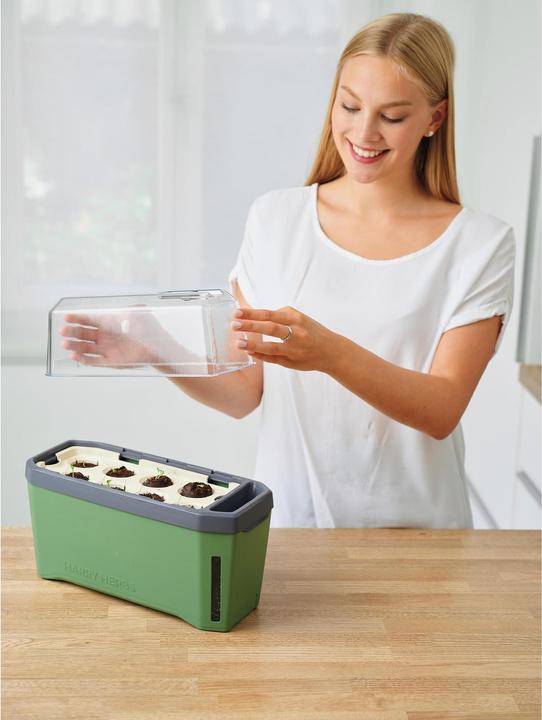 Actual product image Gusta Garden HARRY HERBS Herb Pot with Hood, Dark Green (35.80 x 15 x 25 cm)