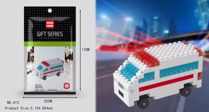 Produktbild Tinisu Krankenwagen Figur Bausteine Modell LNO Micro-Bricks
