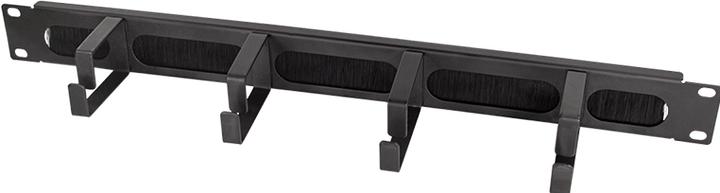 Actual product image LogiLink 19" cable management panel with 4 steel brackets and brush strip, black