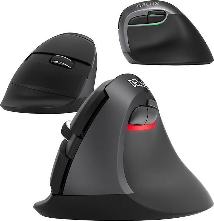 Actual product image Delux Wireless Vertical Mouse M618Mini DB BT+2.4G 2400DPI (black) (Wireless)